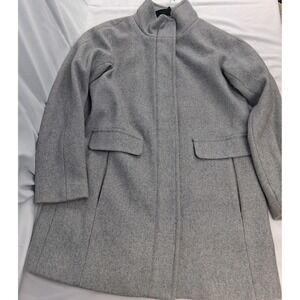 Vince Camuto Wool Blend Collarless Coat Womens Medium Grey Pockets